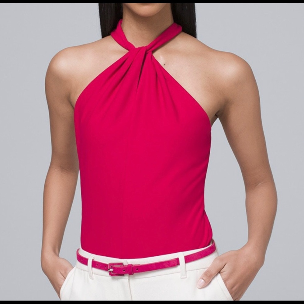 WHBM fuschia halter top size L NWT